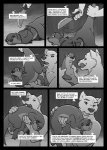 anthro bodily_fluids canid canine canis comic crying dialogue digital_media_(artwork) duo english_text feels female feral fur greyscale hi_res knife licking licking_lips lily_(adam_wan) male male/female mammal monochrome mustelid otter ranger_wolf_(adam_wan) self_lick tail tears text thick_tail tongue tongue_out tribal wolf zaush
