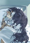 anthro bed blush cuddling duo furniture male male/male muscular muscular_anthro muscular_male nude pecs romantic romantic_couple kusarikakemono lifewonders live_a_hero dog_operator monomasa protagonist_(live_a_hero) canid canine canis domestic_dog husky mammal nordic_sled_dog spitz hi_res