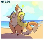 2_tails anthro anthrofied beach bodily_fluids breasts cloud female feral genitals gesture hand_gesture multi_tail nipples nude pointing pokemorph pussy sand seaside shoreline slightly_chubby slightly_chubby_female solo sun surprised_face sweat tail thick_thighs tongue matchesyashi nintendo pokemon floatzel generation_4_pokemon pokemon_(species) 2020