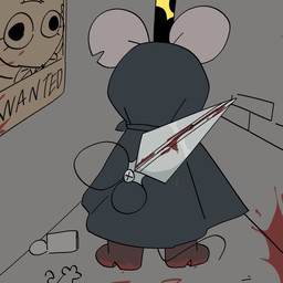 alley anthro blood_on_ground blood_on_scissors blood_on_shoe cloak clothing detailed_background female hood notched_ear rear_view round_ears scissors solo tail wanted_poster xarop77 snippy_(xarop77) mammal mouse murid murine rodent 1:1 2025 digital_drawing_(artwork) digital_media_(artwork) full-length_portrait hi_res portrait