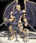 abs angry anthro aroused balls bdsm biceps bondage bound chain erection genitals male pecs penis snarling solo tail tattoo wings tithinian mythology alfa rithe dragon mythological_creature mythological_scalie reptile scalie 5:6 hi_res