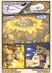 battle female feral fight fire group male pokemon_battle satchel scarf milachu92 nintendo pokemon brush_(pathwarden) luna_(pathwarden) eevee fennekin generation_1_pokemon generation_6_pokemon pokemon_(species) raichu absurd_res comic hi_res