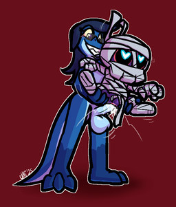 4_fingers anthro anthro_penetrating anthro_penetrating_humanoid balls big_balls big_penis black_sclera blue_balls blue_body blue_eyes blue_hair blue_penis blue_scales bodily_fluids carrying_another cum cum_from_vagina cum_in_vagina cum_inside cum_on_penis cum_splatter duo erection eyewear eyewear_only female female_penetrated fingers genital_fluids genitals glasses glasses_only gloves_(marking) grey_eyewear grey_glasses grin hair heart_eyes heart_symbol humanoid_on_anthro humanoid_penetrated larger_anthro larger_male looking_down looking_pleasured looking_up male male/female male_penetrating male_penetrating_female markings mummy_wrappings nude penetration penis pupils purple_body purple_eyes red_vulva reverse_stand_and_carry_position scales sex sharp_teeth size_difference smaller_female smaller_humanoid smaller_penetrated smile standing standing_sex teeth tight_fit vaginal vaginal_penetration vulva wearing_glasses white_pupils yellow_sclera ultilix ulti_(ultilix) humanoid lizard reptile scalie tostarenan 2026