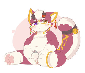 anthro balls bangle bell blush casual_nudity chastity_cage chastity_device ear_piercing ear_ring fluffy fluffy_tail fur fur_markings genitals gloves_(marking) heterochromia horn jewelry leg_markings magenta_fur male markings monacle nipples nude paws penis piercing purple_eyes ring_piercing simple_background sitting slightly_chubby socks_(marking) solo tail white_body white_fur yellow_eyes young young_anthro young_male lang_yus mythology dragon eastern_dragon furred_dragon furred_scalie mythological_creature mythological_scalie scalie colored hi_res