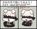 backpack black_blindfold black_body black_border black_fur black_text blindfold blush border feral feralized floppy_ears fur green_backpack hair pink_tongue small_nose solo text tongue missaka nier_automata platinumgames yorha_9s canid canine canis domestic_dog mammal 2022 5:4 english_text japanese_text