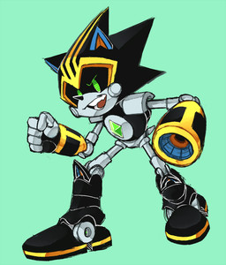 5_fingers anthro arm_cannon black_body black_sclera chest_gem fingers gem green_eyes looking_at_viewer machine male metallic_body open_mouth ranged_weapon simple_background solo striped_body stripes weapon yellow_stripes 8xenon8_(artist) archie_comics sega sonic_the_hedgehog_(archie) sonic_the_hedgehog_(comics) sonic_the_hedgehog_(series) shard_the_metal_sonic eulipotyphlan hedgehog mammal robot 2015