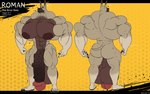 abs anthro balls biceps big_balls big_muscles big_penis genitals huge_balls huge_muscles huge_penis hyper hyper_balls hyper_genitalia hyper_muscles hyper_penis male muscular pecs penis solo text vein veiny_penis rhynobullraq roman_(rhynobullraq) canid canine canis domestic_dog great_dane mammal mastiff molosser english_text hi_res model_sheet