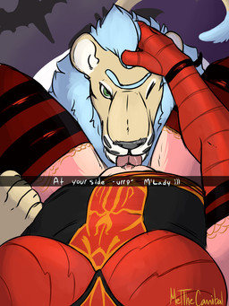 anthro camera_view cunnilingus dominant dominant_pov duo female female_pov first_person_view fur hair male male/female mane oral sex spread_legs spreading submissive submissive_male text tongue tongue_out vaginal meldritchhorror snapchat felid lion mammal pantherine 3:4 hi_res