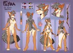 2021 absurd_res ankh anthro arm_tuft black-backed_jackal bow_(weapon) breasts canid canine canis clothed clothing deity digital_media_(artwork) digitigrade dipstick_tail ear_piercing ear_ring egyptian_clothing english_text eye_of_horus female fhyra fur_marbling genitals heterochromia hi_res jackal lockworkorange mammal markings model_sheet nipples nude piercing pussy ranged_weapon ring_piercing shoulder_tuft solo tail tail_markings text tuft weapon