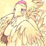 accessory anthro beak bodily_fluids breasts feathered_wings feathers female headband non-mammal_breasts nude solo tears wings unknown_artist maru avian 1:1 digital_media_(artwork) low_res oekaki