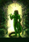 abs anthro barbel_(anatomy) biceps big_muscles biped black_hair claws covering covering_self detailed_background flesh_whiskers flexing flower forest front_view green_body green_skin hair horn jewelry light male muscular muscular_anthro muscular_male necklace nude outside pecs plant smile solo standing tail tattoo thick_tail toe_claws tree whiskers bgn asian_mythology east_asian_mythology mythology dramon avian bird dragon eastern_dragon mythological_creature mythological_scalie scalie 2013 digital_media_(artwork)