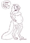 absurd_res anthro belly belly_overhang big_belly big_breasts breasts canid canid_demon canine clothing cynthiafeline demon english_text female fluffy hellhound helluva_boss hi_res legwear loona_(helluva_boss) mammal mythological_canine mythological_creature mythology navel paws pregnant pregnant_anthro pregnant_female sketch solo stockings text
