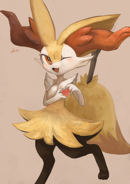 3_fingers 3_toes :3 ambiguous_anthro ambiguous_gender anthro arm_tuft big_tail biped black_body black_fur blush blush_lines cheek_tuft chest_tuft digitigrade dipstick_tail eyelashes facial_tuft feet fingers flesh_fang front_view fur hip_tuft inner_ear_fluff looking_at_viewer markings multicolored_body multicolored_fur nude_ambiguous nude_anthro object_in_tail one_eye_closed open_:3 open_mouth open_smile orange_body orange_eyes orange_fur orange_inner_ear_fluff orange_nose orange_tail_tip pointy_ears prick_ears shoulder_tuft simple_background smile solo standing stick stick_in_tail tail tail_markings toes tuft two_tone_tail white_body white_fur wink winking_at_viewer yellow_body yellow_fur yellow_tail ikei nintendo pokemon braixen canid generation_6_pokemon mammal pokemon_(species) 2021 digital_media_(artwork) digital_painting_(artwork) english_description full-length_portrait hi_res painting_(artwork) portrait shaded signature