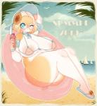 anthro beach beverage big_breasts bikini bottomless breasts card_template clothed clothing female footwear looking_at_viewer nipples one_eye_closed overweight overweight_anthro overweight_female postcard sandals seaside shoes solo swimwear thick_thighs two-piece_swimsuit sinfulwhispers15 cricetid hamster mammal rodent digital_media_(artwork) hi_res shaded