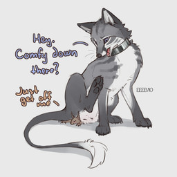 blush claws collar dialogue digitigrade duo explicitly_stated_nonconsent feet female female_feral feral forced fur fur_markings genitals hindpaw interspecies larger_female larger_feral larger_pred lying markings pawpads paws pouch_(anatomy) predator/prey presenting presenting_vulva quadruped ring shy silver_(metal) sitting sitting_on_another size_difference size_play smaller_feral snout teasing text vulva whisker_spots whiskers eeeevio mel_(eeeevio) sekhmetha canid canine fox hybrid mammal rodent sciurid tree_squirrel 1:1 digital_drawing_(artwork) digital_media_(artwork) english_text