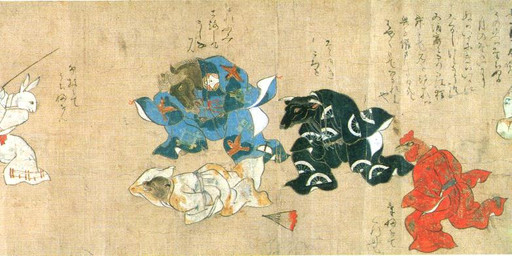 ambiguous_gender anthro asian_clothing avian_caruncle battle clothing comb_(anatomy) dewlap_(anatomy) east_asian_clothing group head_crest japanese japanese_clothing kemono kimono male melee_weapon samurai scroll sword text warrior wattle weapon unknown_artist avian bird bovid bovine cattle chicken equid equine galliform horse lagomorph leporid mammal murid murine phasianid rabbit rat rodent ancient_art japanese_text painting_(artwork) traditional_media_(artwork) translation_request