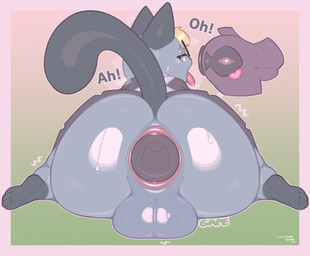 4_fingers 4_toes anal anal_penetration anthro anus backsack balls big_balls big_butt big_buttplug biped black_clothing black_ears black_markings black_tail blonde_hair bodily_fluids border bottom_heavy bottomless bottomless_anthro bottomless_male bottomwear butt buttplug buttplug_in_ass buttplug_insertion clothed clothing clothing_lift crossdressing dialogue erection eyewear feet femboy fingers fur genital_outline genital_raphe genitals glasses glistening glistening_anus glistening_balls glistening_body glistening_butt glistening_eyes glistening_genitalia glistening_penis glistening_sex_toy glistening_skin glistening_tail glistening_thighs gloves_(marking) gradient_background green_eyes grey_balls grey_body grey_fur grey_perineum hair heart_symbol huge_butt huge_thighs humanoid_feet humanoid_genitalia humanoid_penis internal internal_anal leg_markings looking_at_self looking_back looking_pleasured maid_uniform male male_penetrated markings nude object_in_ass onomatopoeia open_mouth penetration penile penis perineum pink_anus pink_border plantigrade plug_(sex_toy) plug_insertion prostate pupils raised_tail raphe_(anatomy) rear_view scrotal_raphe sex_toy sex_toy_in_ass sex_toy_insertion simple_background sitting skirt skirt_lift smile socks_(marking) solo sound_effects spread_anus spreading steam sweat sweatdrop sweaty_balls sweaty_butt sweaty_face sweaty_genitalia tail teeth text thick_thighs toes tongue tongue_out topwear uniform upskirt white_sclera wide_hips frumples animal_crossing nintendo raymond_(animal_crossing) domestic_cat felid feline felis mammal 2025 artist_name colored dated digital_drawing_(artwork) digital_media_(artwork) english_text hi_res shaded signature