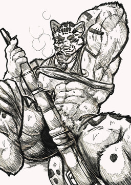 abs anthro big_muscles big_pecs blush bodily_fluids breath clothed clothing fluffy fluffy_tail hands_behind_head looking_at_viewer male male_focus muscular muscular_anthro muscular_male navel nipples nude panting pecs rough_lines smile solo sweat tail thick_thighs tuft wet jwbash xxl_woofia moyru_(xxl_woofia) felid feline mammal pantherine snow_leopard absurd_res hatching_(art) hi_res shaded sketch