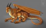 ambiguous_gender brown_body brown_scales claws feral green_eyes horn membrane_(anatomy) membranous_wings scales smile solo spines tail tongue tongue_out wings minerea european_mythology mythology drakkor dragon mythological_creature mythological_scalie scalie western_dragon 2018 digital_media_(artwork)