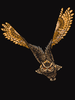 ambiguous_gender beak brown_body brown_feathers feathered_wings feathers feral flying simple_background solo wings mich-spich avian bird horned_owl owl true_owl digital_media_(artwork) hi_res pixel_(artwork)