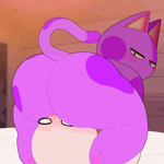 ambiguous_gender anthro backsack balls big_butt blush blush_lines butt butt_slam detailed_background duo facesitting fur genitals heart_symbol huge_butt inside looking_back male male/ambiguous markings nude penis perineum purple_body purple_fur rear_view sitting_on_another smile solo_focus spots spotted_body spotted_fur thick_thighs yellow_sclera abnarie animal_crossing nintendo anon bob_(animal_crossing) domestic_cat felid feline felis human mammal 1:1 2d_animation animated digital_media_(artwork) frame_by_frame no_sound short_playtime webm