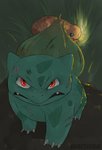 ambiguous_gender claws duo feral fire grass plant red_eyes scar snarling teeth conditional_dnp wolftacos nintendo pokemon bulbasaur charmander generation_1_pokemon pokemon_(species) absurd_res hi_res