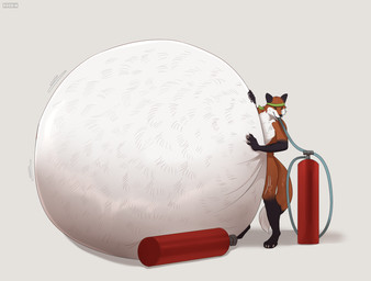 anthro belly belly_expansion big_belly digitigrade dipstick_tail expansion fur gloves_(marking) green_eyes hand_on_belly hose hose_in_mouth hose_inflation huge_belly hyper hyper_belly inflation leg_markings male male_anthro markings nude orange_body orange_fur simple_background socks_(marking) solo standing tail tail_markings white_body white_fur roobin canid canine fox mammal 2025 hi_res