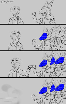 anthro blue_screen_of_death clothed clothing fingers fur group machine male screen screen_face text zenfry canid canine canis domestic_dog mammal molosser protogen pug small_molosser toy_dog 2021 absurd_res comic digital_drawing_(artwork) digital_media_(artwork) english_text hi_res meme sketch