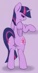 2014 bipedal butt cutie_mark equine female friendship_is_magic fur hair horn looking_at_viewer looking_back mammal my_little_pony purple_eyes purple_fur purple_hair pussy smile solo staggeredline twilight_sparkle_(mlp) winged_unicorn wings
Rating: Explicit
Score: 20
User: ultragamer89
Date: April 17, 2014