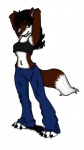2010 9:16 anthro arandomdog arms_above_head barefoot biped canid canine clothed clothing digital_media_(artwork) dipstick_tail dustyvalentino feet female fox full-length_portrait hi_res looking_at_viewer mammal markings midriff navel portrait simple_background skimpy solo tail tail_markings white_background
