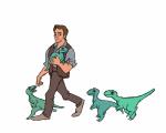 ambiguous_gender biped black_eyes carrying_another clothed clothing feral fully_clothed green_body green_scales group larger_human larger_male looking_down male scales simple_background size_difference smaller_ambiguous smaller_feral smile walking white_background young young_ambiguous young_feral willow-s-linda jurassic_park jurassic_world universal_studios chris_pratt owen_grady dinosaur dromaeosaurid human mammal prehistoric_species reptile scalie theropod 2d_animation 5:4 animated frame_by_frame loop seamless_loop short_playtime