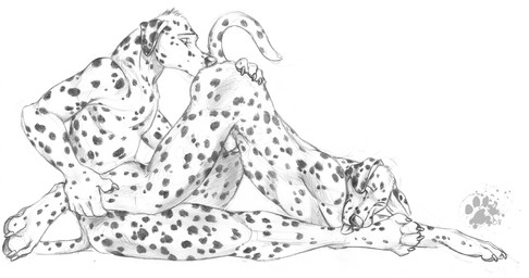 4_toes 5_fingers anal animal_genitalia anthro ass_up claws duo eyes_closed feet finger_claws fingers floppy_ears foot_fetish foot_lick foot_play fur genitals hand_on_butt holding_leg licking male male/male oral paws penis penis_tip rimming sex sheath side_view simple_background sitting spots toe_claws toes tongue white_background blotch canid canine canis dalmatian domestic_dog mammal 2008 traditional_media_(artwork)