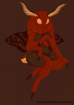 antennae_(anatomy) anthro arthropod_abdomen breasts female insect_wings multi_limb navel non-mammal_breasts simple_background slightly_chubby solo text thick_thighs wings sugarcookienebula arthropod insect lepidopteran moth url