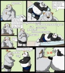 anthro bear belly blush bod canid canine canis chest_tuft clothed clothing comic dialogue domestic_dog english_text fur giant_panda heart_symbol heterochromia hi_res inside jakegr kanon kissing male male/male mammal overweight romantic romantic_couple skimpy slice_of_life tail text topless tuft