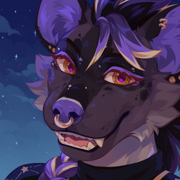 anthro black_hair brown_body brown_fur cheek_tuft clothed clothing cloud ear_piercing ear_ring ear_stud eyelashes facial_piercing facial_tuft female front_view fur hair looking_at_viewer multicolored_hair nose_piercing nose_ring orange_eyes outside piercing pupils purple_hair purple_pupils ring_piercing septum_piercing septum_ring sky solo tan_body tan_fur tuft two_tone_hair corzh77 hyena mammal 1:1 bust_portrait hi_res portrait