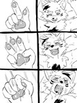 2024 5_fingers anthro blush blush_lines bodily_fluids canid canine claws cum cum_on_face dr.kiyo fingers fist fur genital_fluids hi_res kemono male mammal monochrome one_eye_closed open_mouth open_smile pawpads smile solo tongue tongue_out
