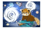 black_nose brown_body dot_eyes earth feral hurricane planet question_mark solo space spacecraft vehicle shi_nominmin ailurid mammal mustelid musteline red_panda stoat true_musteline weasel 2023 hi_res