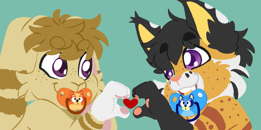 ambiguous/ambiguous ambiguous_gender anthro anthro_on_anthro baby_on_baby duo neonate young young_ambiguous young_anthro young_on_young wuta-tumaki bluey_(series) felid feline hare lagomorph leporid mammal 2:1 absurd_res hi_res tagme