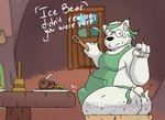 anthro apron butt chair clothing erection furniture male solo table hornypurpproto slimygooper cartoon_network we_bare_bears ice_bear_(we_bare_bears) bear mammal polar_bear ursine