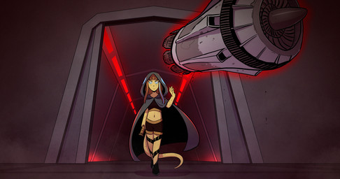 anthro brown_body brown_hair brown_scales clothing female hair lightsaber melee_weapon midriff navel robe scales solo tail weapon robin_dassen star_wars cleo_(twin_dragons) reptile scalie snake hi_res
