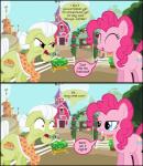 detailed_background dialogue duo female feral speech_bubble text mlp-silver-quill friendship_is_magic hasbro my_little_pony granny_smith_(mlp) pinkie_pie_(mlp) equid equine horse mammal pony 2016 comic digital_media_(artwork) english_text hi_res