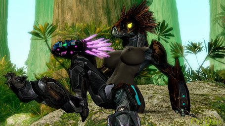 3_fingers 3_toes anthro arm_support armor beak big_breasts breasts clothed clothing digitigrade feet female fingers forest forest_background grey_body headgear helmet holding_object holding_ranged_weapon holding_weapon nature nature_background needler outside plant ranged_weapon sitting solo toes topless tree weapon synca halo_(series) microsoft xbox_game_studios alien avian kig-yar scalie t'vaoan 16:9 2022 3d_(artwork) absurd_res digital_media_(artwork) hi_res widescreen gynomorph_(lore) intersex_(lore)