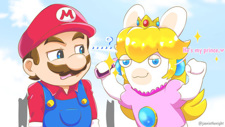 anthro blonde_hair blue_clothing blue_ear_piercing blue_eyes blue_overalls blue_sky brown_eyebrows brown_facial_hair brown_hair brown_mustache button_(fastener) cellphone clothed clothed_male clothing cloud confusion crown duo ear_piercing electronics eyebrows facial_hair female female_anthro fully_clothed fully_clothed_male fur gem gloves hair handwear hat headgear headwear heart_symbol holding_cellphone holding_object holding_phone lidded_eyes light long_ears looking_at_another looking_at_viewer male male_human mitten_hands multicolored_body mustache noseless outside overalls phone piercing pink_clothing pink_shirt pink_topwear question_mark raised_hands red_clothing red_hat red_headwear red_shirt red_topwear sapphire_(gem) shirt short_hair sky smartphone smile smiling_at_viewer sparkles straight_arms talking_to_viewer tan_inner_ear text topwear two_tone_body white_body white_clothing white_fur white_gloves white_handwear jooniethenight mario_bros mario_plus_rabbids_kingdom_battle nintendo raving_rabbids rayman_(series) the_super_mario_bros_movie ubisoft mario rabbid_peach human lagomorph mammal rabbid 16:9 2023 artist_name colored crossover digital_drawing_(artwork) digital_media_(artwork) english_description lighting shaded widescreen