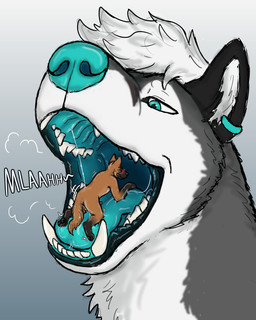 anthro anthro_on_feral bestiality black_lips blue_eyes blue_mouth blue_nose blue_tongue blush bodily_fluids breath drooling duo ear_piercing ear_ring extreme_size_difference feral genitals imminent_vore lips male male/male male_pred mouth_shot open_mouth penis piercing ring_piercing saliva size_difference teeth text tongue vore hgythshs clover_(cloverfusky) copper_(copper-dog) canid canine canis domestic_dog fox herding_dog husky hybrid malinois_dog mammal nordic_sled_dog pastoral_dog sheepdog spitz 4:5 absurd_res hi_res