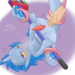 3_toes 4_fingers 5_fingers ambiguous_gender anal anal_fingering anal_penetration animal_genitalia animal_penis ankles_tied anthro anthro_fingered anus bdsm blue_body blue_hair blue_pawpads blush blush_lines bodily_fluids bondage bound breath broom cleaning_tool duo emanata erection eyebrows feet fingering fingers floating_hands genitals glistening glistening_body hair holding_object human_on_anthro humanoid_hands interspecies looking_pleasured looking_up male male_fingered male_focus male_penetrated motion_lines narrowed_eyes pawpads penetration penis pink_rope restrained restraints rope simple_background solo_focus spread_legs spreader_bar spreading tail tail_tied tapering_penis tears toes upside_down yellow_eyes young young_anthro young_fingered young_male riunamo mythology dragon human mammal mythological_creature mythological_scalie scalie 1:1 2018 hi_res signature