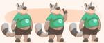 anthro belly bottomwear clothing male overweight overweight_anthro overweight_male shirt shorts simple_background solo topwear lizard_soup mammal procyonid raccoon 2019 absurd_res hi_res