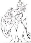 anthro duo eeveelution female female/female french_kissing frill_(anatomy) generation_1_pokemon generation_4_pokemon genniidrominda kissing leafeon monochrome nintendo pokemon pokemon_(species) vaporeon