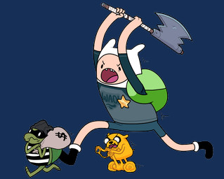 :o ambiguous_gender anthro axe backpack bag bottomwear chasing clothed clothing cuff_(restraint) footwear group handcuffs hat headgear headwear male metal_cuffs open_mouth restraints running segway shell shirt shoes shorts t-shirt topwear trio discount-supervillain adventure_time cartoon_network finn_the_human jake_the_dog canid canine canis domestic_dog human mammal reptile scalie turtle alpha_channel digital_media_(artwork)