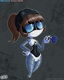 armor brown_hair clothing container cup eyewear female fingers genitals glasses hair hat headgear headwear helmet machine mug not_furry nude ponytail simple_background solo text unnamed_detective_drone vulva white_body jackintaro glitch_productions murder_drones unnamed_character android humanoid robot robot_humanoid worker_drone 4:5 absurd_res digital_media_(artwork) hi_res url