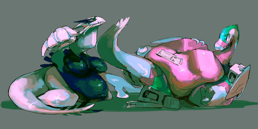 anthro belly big_belly breasts computer duo electronics grey_background male object_vore overweight simple_background vore 80sarchosaur nintendo pokemon tempest_(xsomeonex) dinosaur generation_2_pokemon legendary_pokemon lugia pokemon_(species) prehistoric_species reptile scalie 2020 absurd_res hi_res